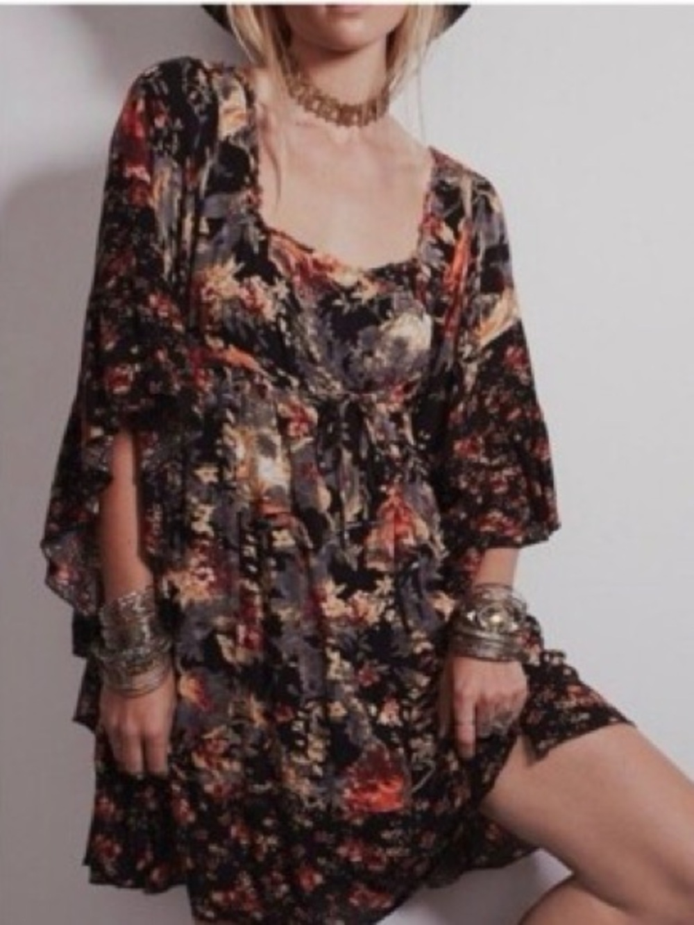 Free People Heart of Gold Dress Flare Boho Stevie Nicks Summer 🌙